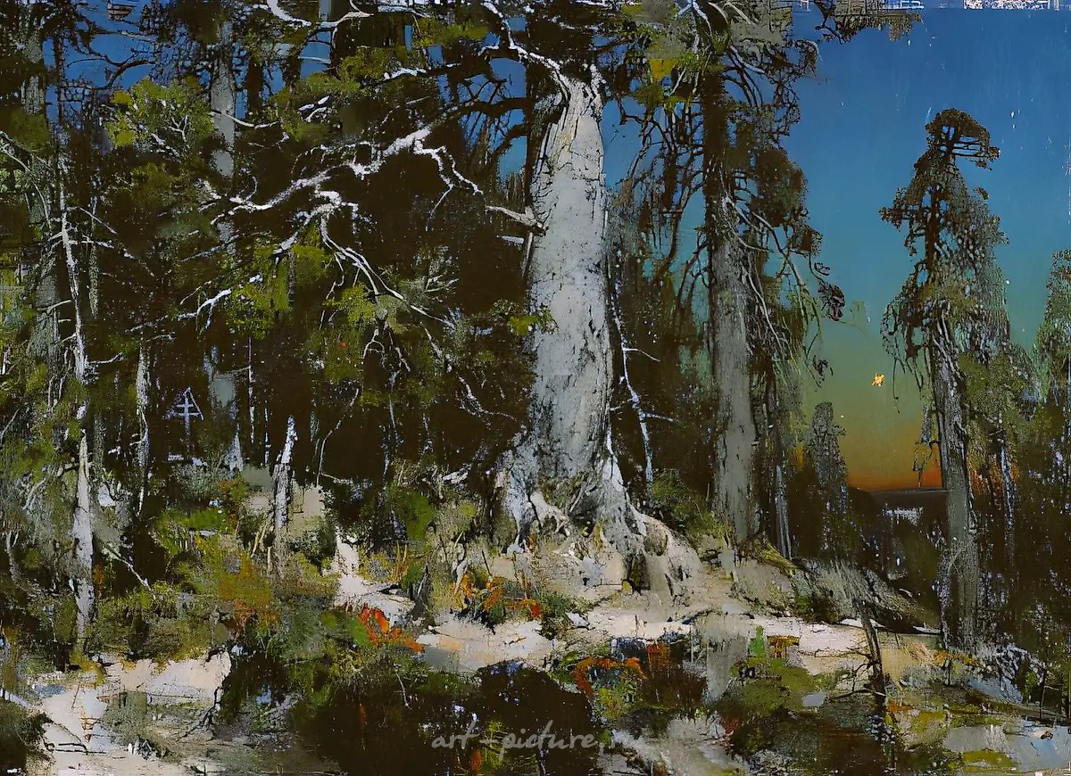 Серебристый кедр., 1999, холст, масло, 40х50