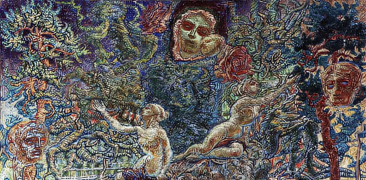 Лето, 1995, холст, масло,  смешанная техника, 50x100
