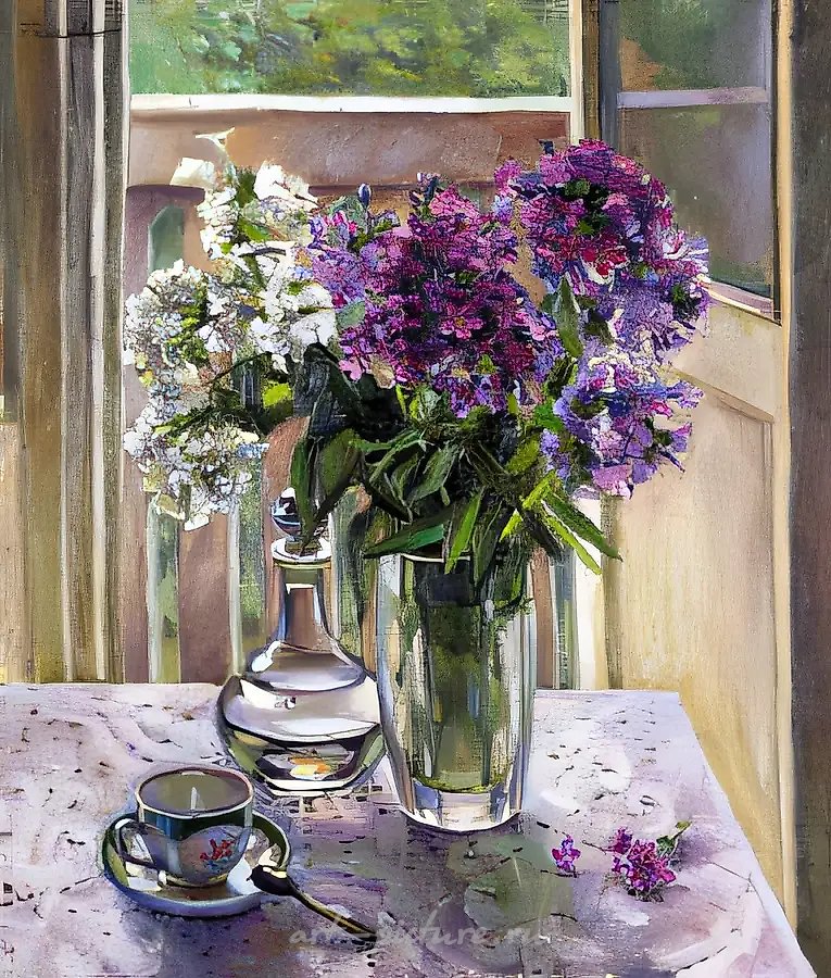 Флоксы., 1999, холст, масло, 70х60, $500, Собственность автора