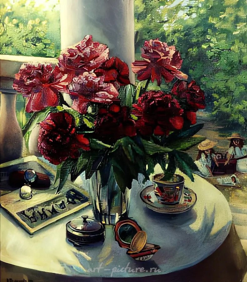 Дачный натюрморт с пионами., 2000, холст, масло, 80х70
