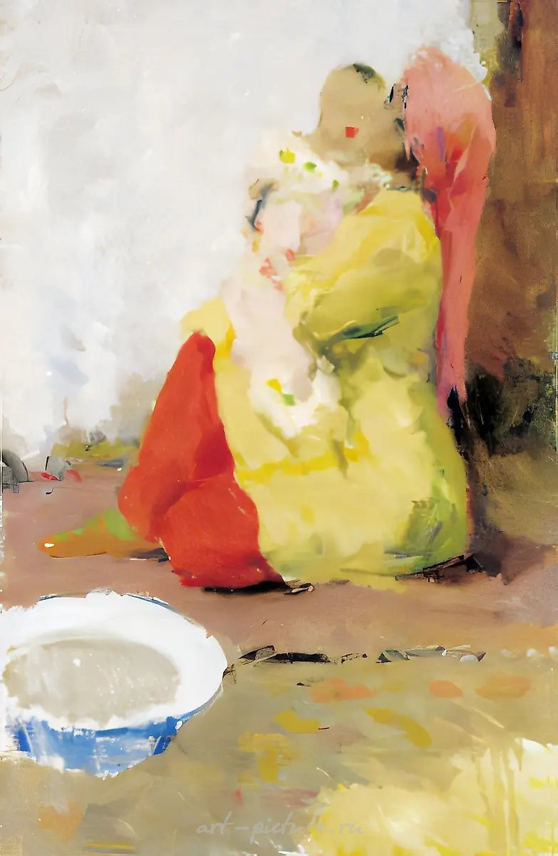 Туркменка с ребенком, 1962, холст, масло, 105х65