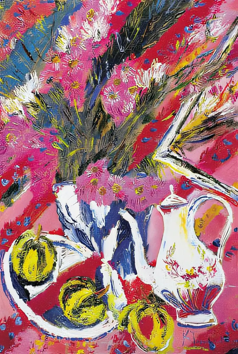 Лиловая фантазия., 1998, картон, масло, 80х50