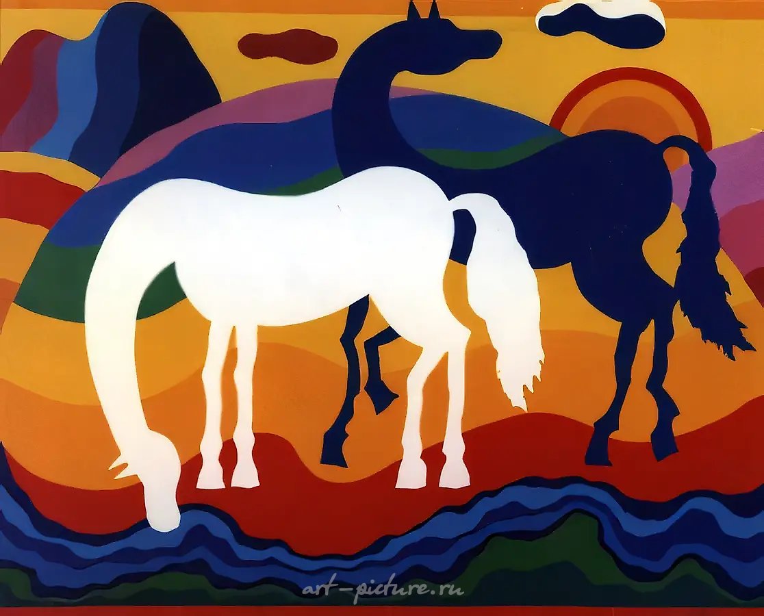 У водопоя, 1998, холст, масло, 79х99