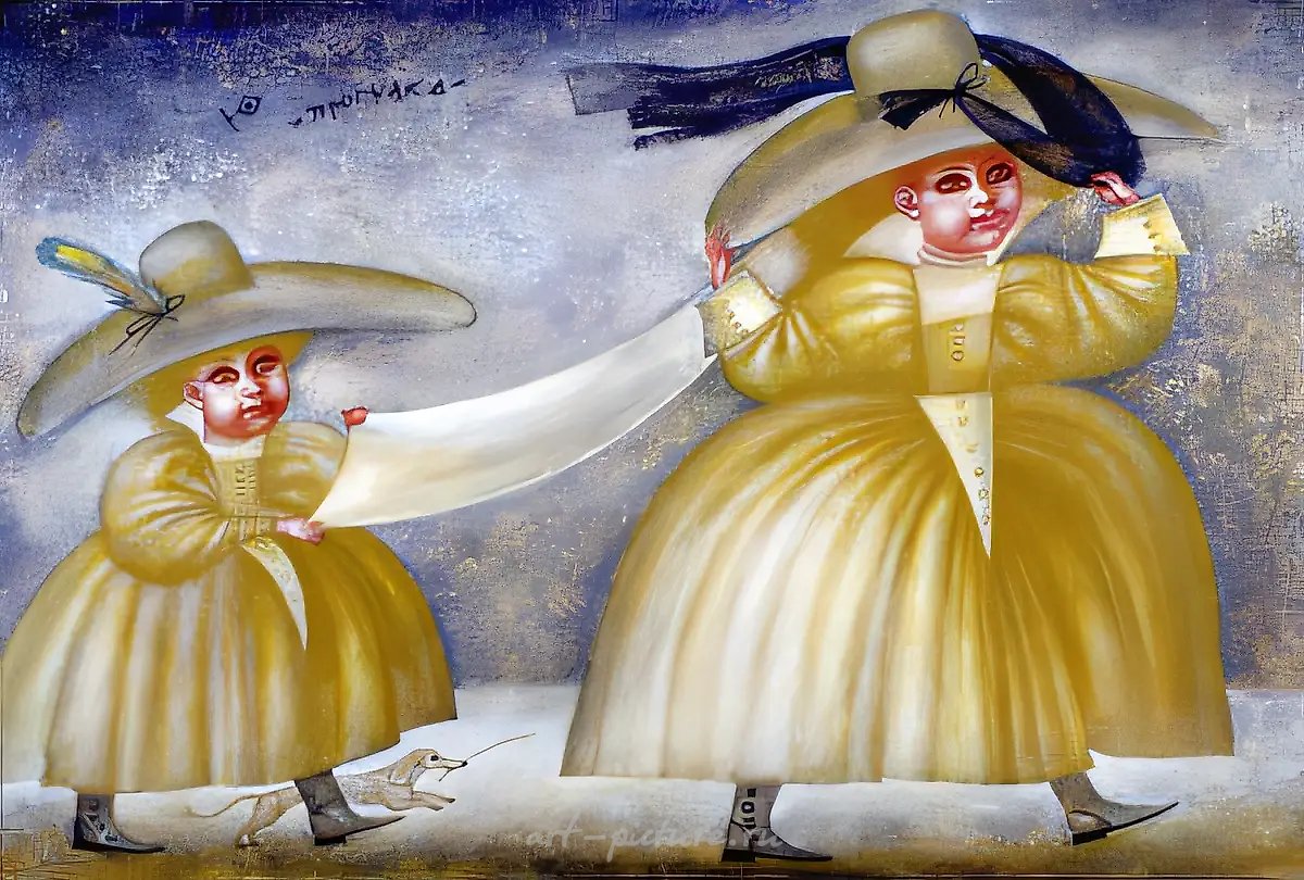 Прогулка, 2000, акрил на холсте, 60x40