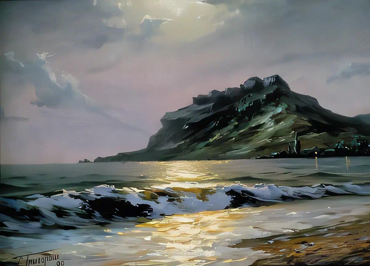 Лунная ночь в Коктебеле, 1999, масло на холсте, 40x55, $950