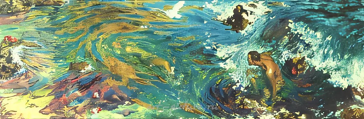 Острова, 1998, холст, масло, 200x600, $15000. Собственность автора