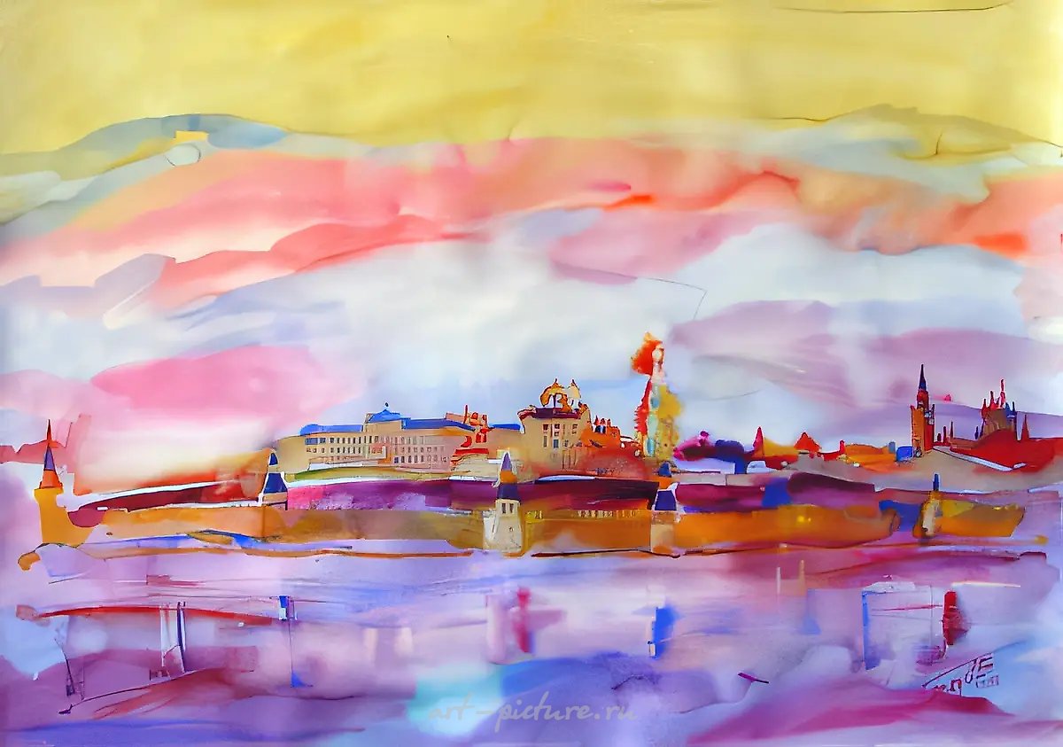 Москва. Кремль. Панорамный вид, 2001, акварель, 60x74, $1150