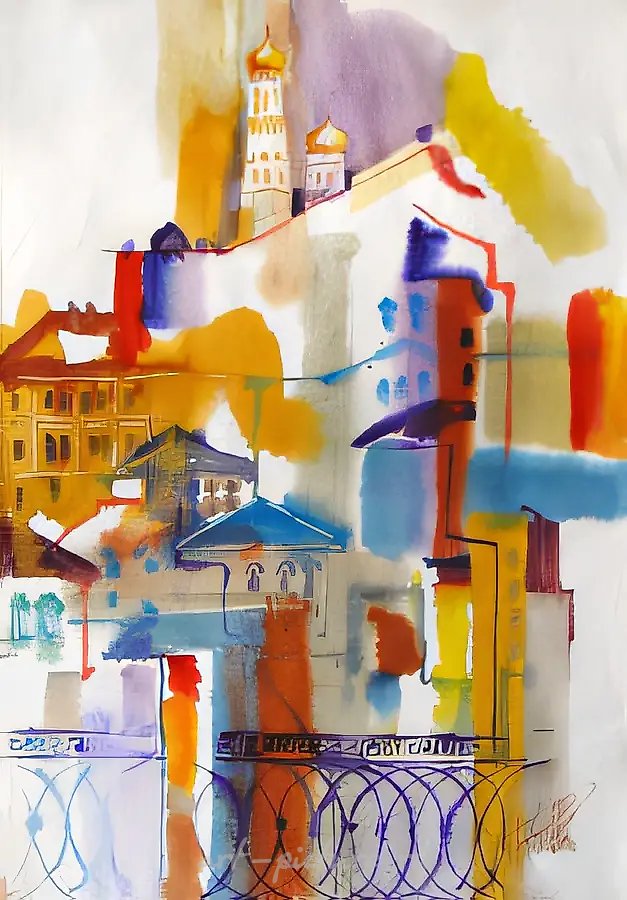 Москва. Замоскворечье, 2001, акварель, 100x70, $750