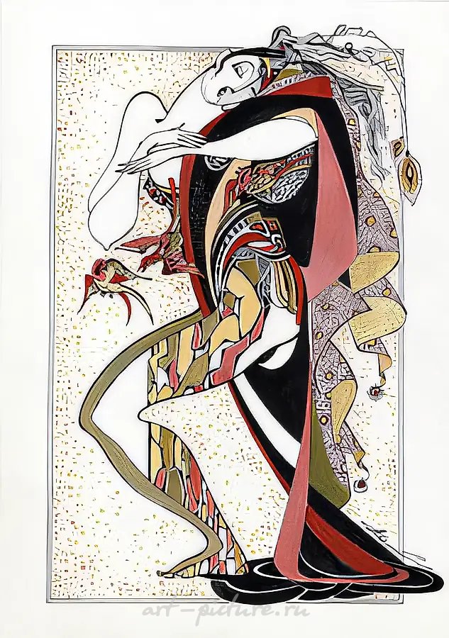 Ускользающая тень. Птицы-III. Серия «Маски и костюмы», 2001, тушь, бумага, перо, акрил, 40x30, $240