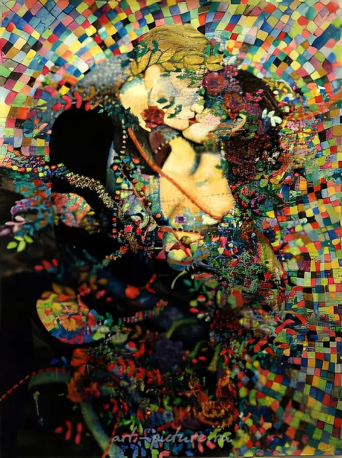 Поцелуй, 1997, бумага, акварель, тушь, 35x65, $1000