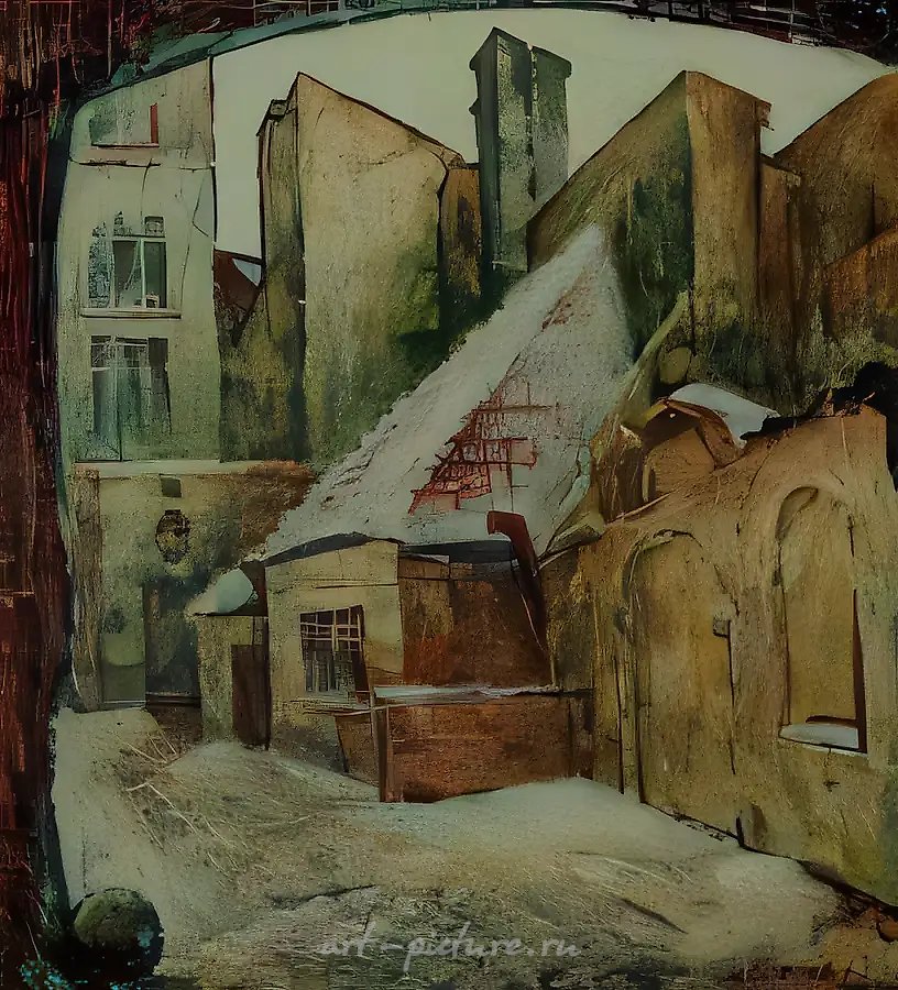 Рига. Триптих. Правая часть, 1973, темпера на холсте, 50x50