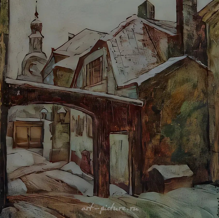 Рига. Триптих. Левая часть, 1973, темпера на холсте, 50x50