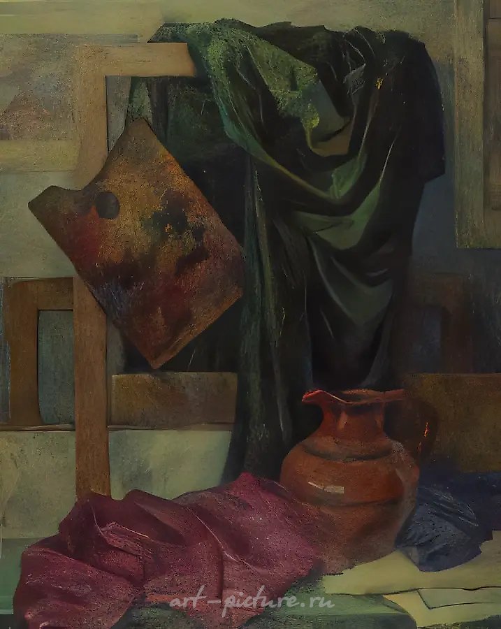 Натюрморт с палитрой и кувшином, 1987, масло на холсте, 80x70