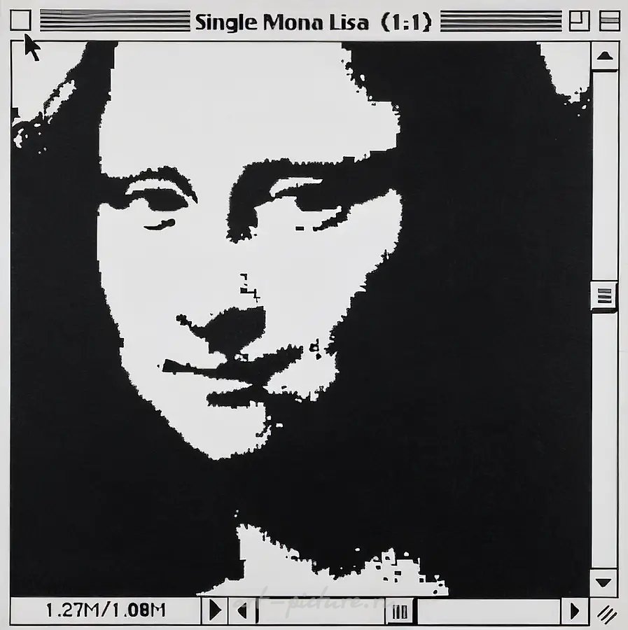 Single Mona Lisa (9 работ), 1996, акрил и шелкография на холсте, по 60x60 см