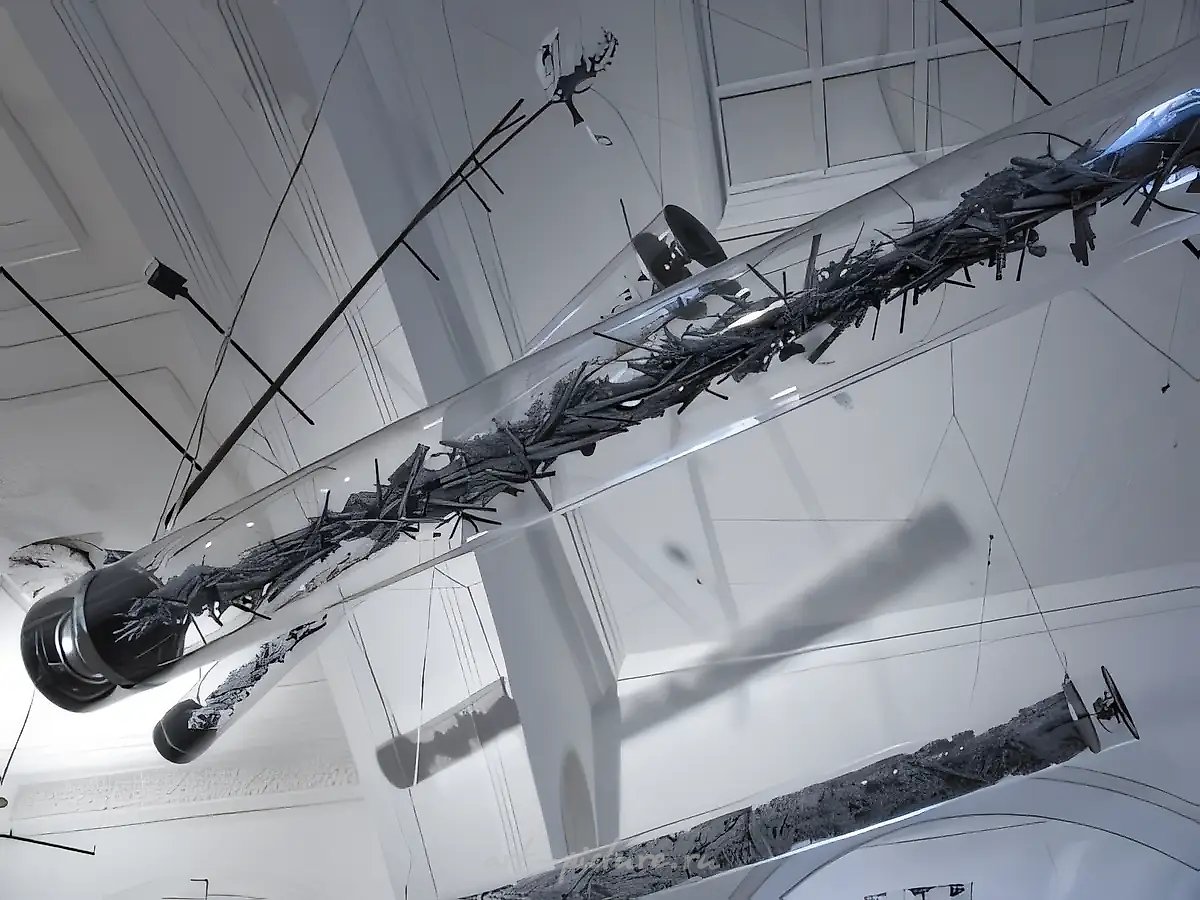 Модель биоморфного сознания (часть), 2006, металл, полимер, акрил, свет, шум..., 500x300x250 см