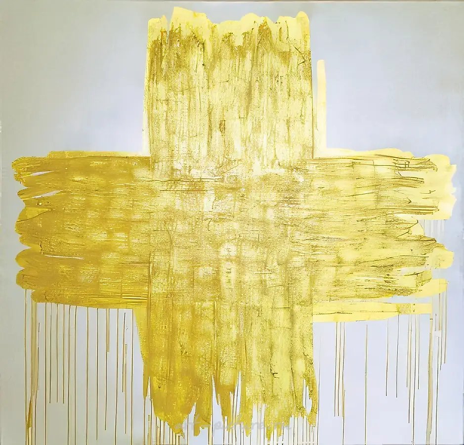 Жирный крест, 2007, холст, золото, 170x180 см