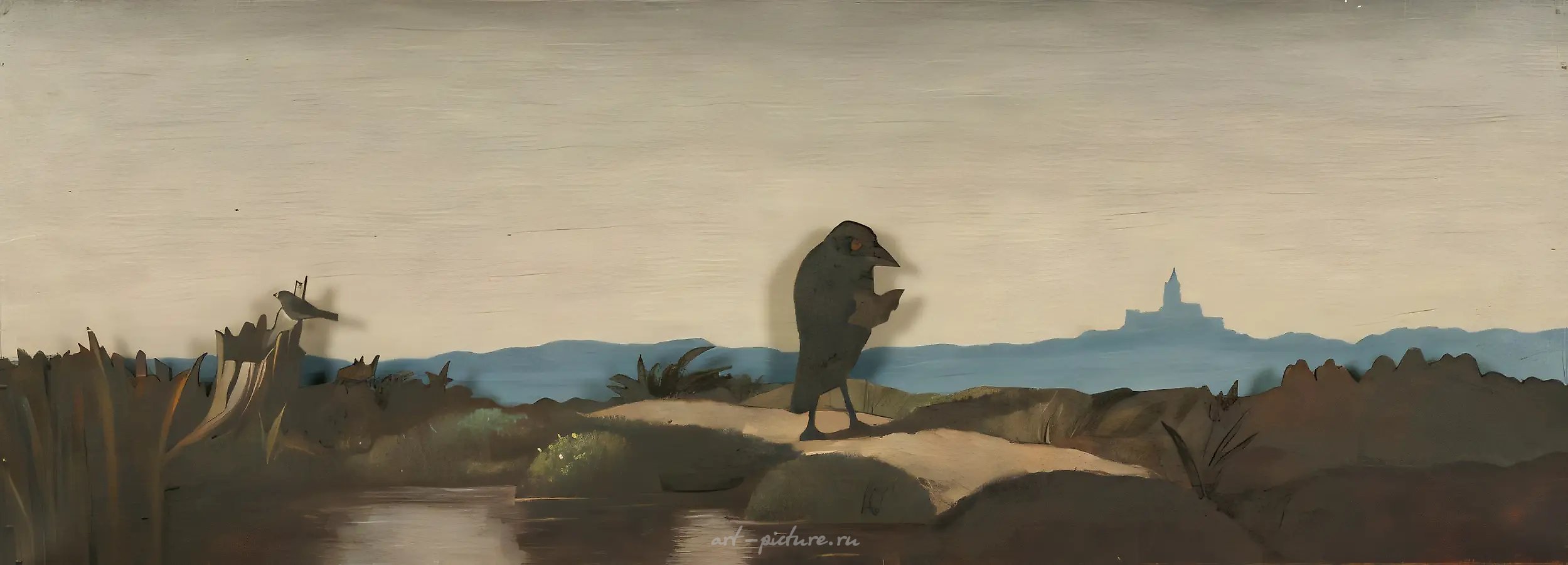 鸟,1998年,油画,纸板,37x100
