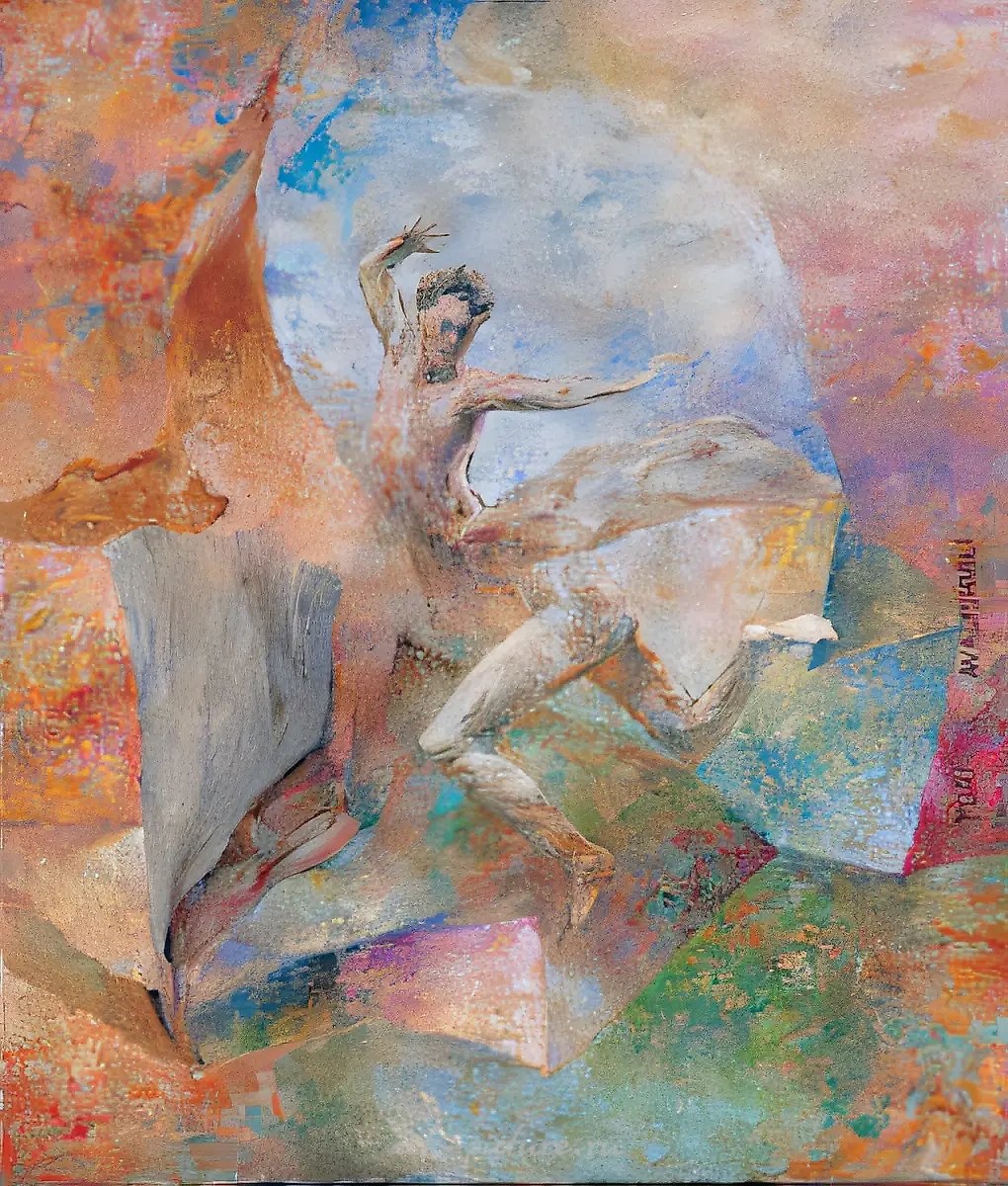 "Переход в пространстве или движение чайки", 2003, холст, масло, 70*60