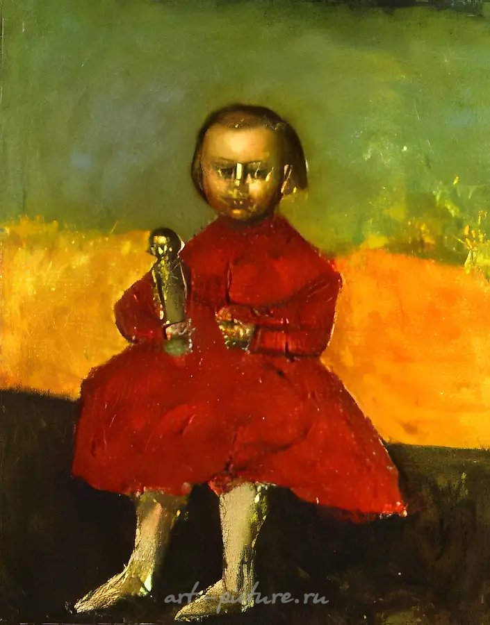 Кукла с идолом, 1990, холст, масло, 100х80