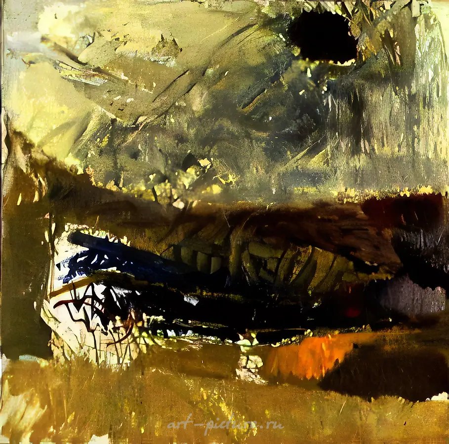 Луна, море, дождь, 1990, холст, масло, акрил, 130x130