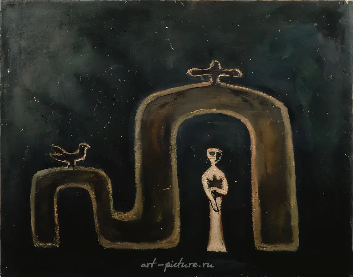 Композиция.	, 1980, холст, масло, 70 х 90