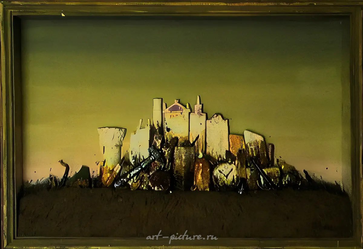 Сумерки, 1990, керамика, темпера, дерево, 87х127