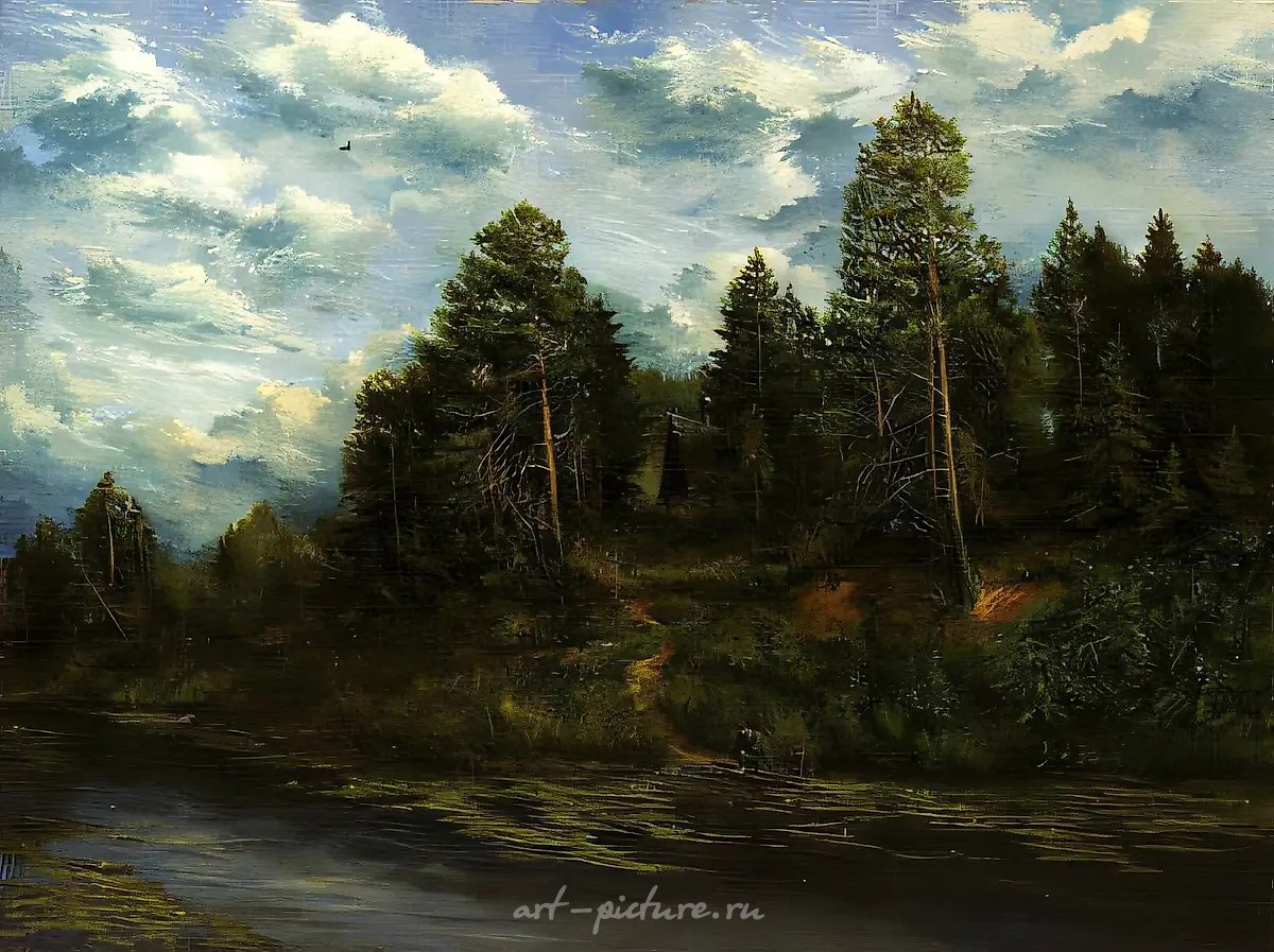В Костромской глуши, 1990, холст, масло, 60х80