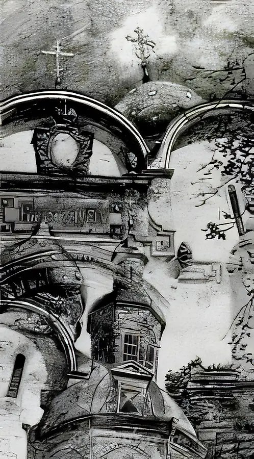 Воспоминания о Загорске, 1989, монотипия, 39х60
