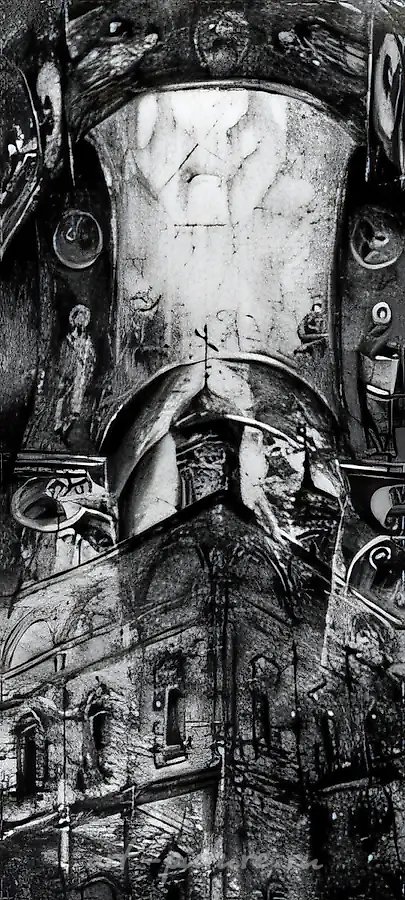 Теряево. Иосифо- Волоколамский монастырь, 1989, монотипия, 33х63