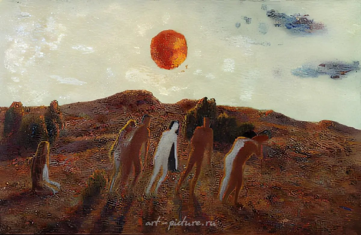 Красное солнце, 1980, холст, масло, 140х90 Cобственность галереи "СТАНБЕТ". Москва.