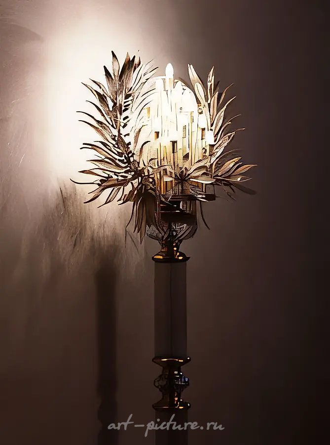 Торшер. Деталь, 1995, хрусталь, позолоченный металл, H=350 см. Государственная Третьяковская галерея, Москва