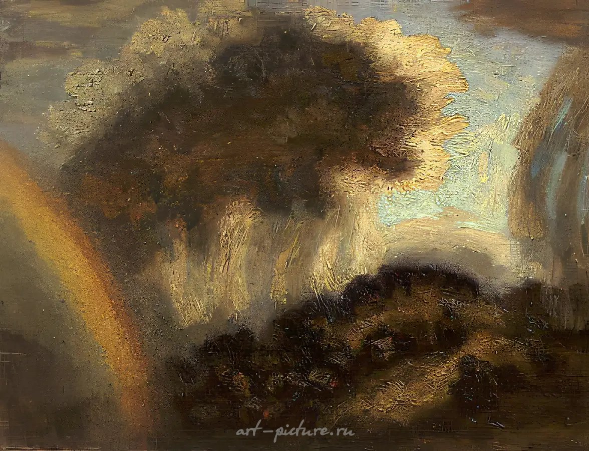 Пейзаж с радугой, 1990, холст, масло, 100х110 Частная коллекция. Москва