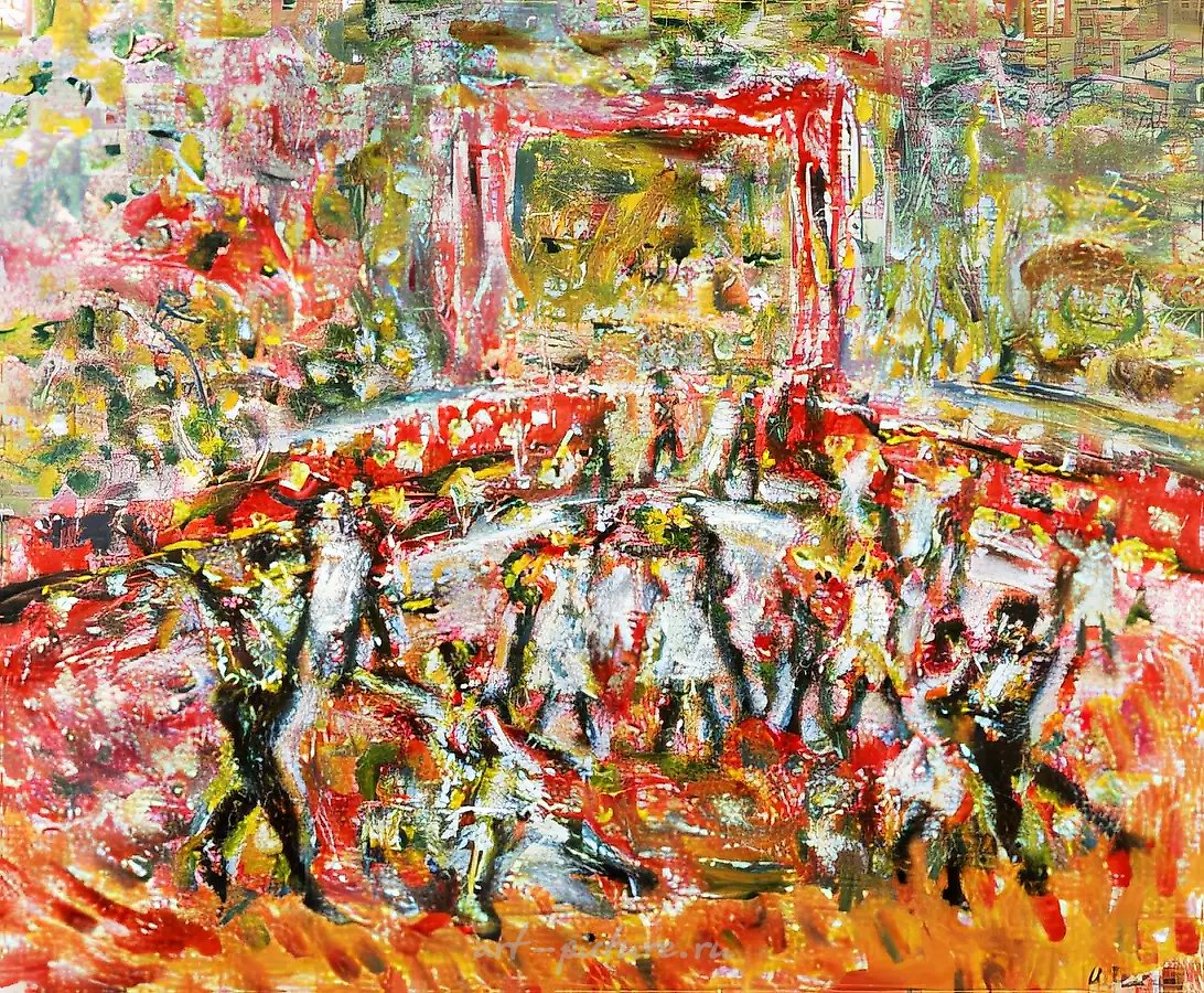 Конкурс бальных танцев, 1984, бумага, масло, 60х75