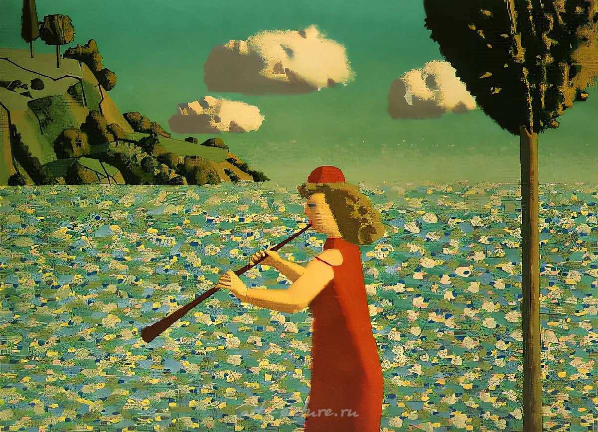 旋律,1988年,纸本蛋彩,50x70厘米。私人收藏,俄罗斯。