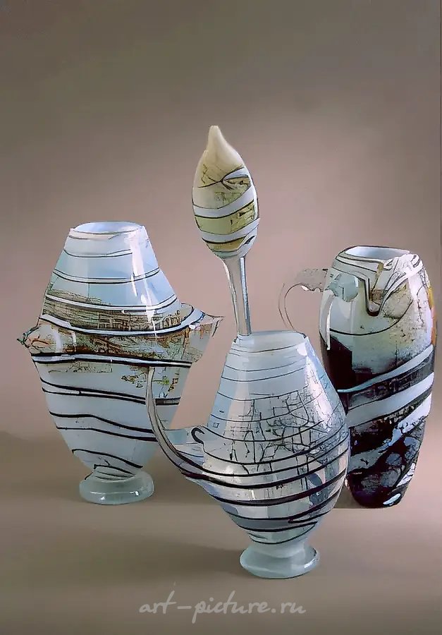 Африканская охота, 1992, стекло, гутная техника, высота 40 Собственность автора