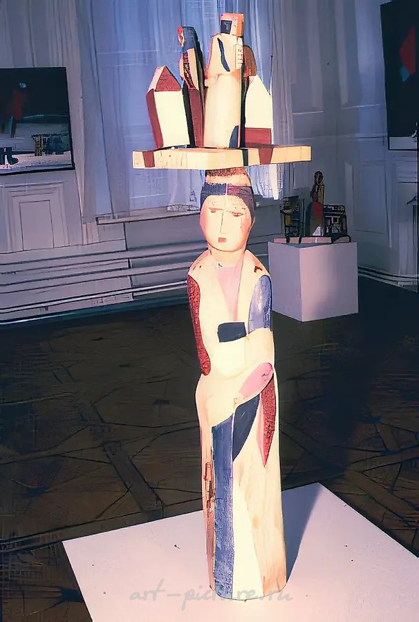 Держательница, 1992, дерево, роспись, 128х31х21