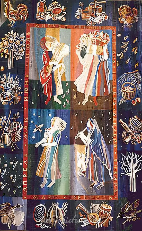 Времена года, 1989, шерсть, ручная работа, 500x300. Собственность кардиологического центра «Жипал», Кисловодск