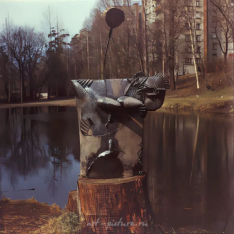 Кентавр и амазонка (фрагмент), 1989, шамот, редукция, кованый металл, 200х120х60 Собственность автора