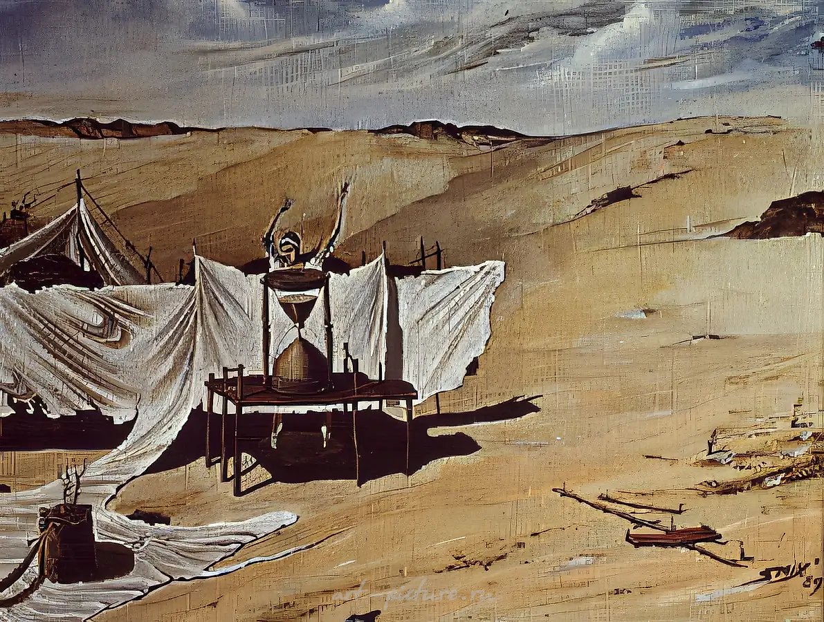 Ожидание песчаной бури, 1989, холст, масло, 24x31. Собственность галереи «Московская палитра»