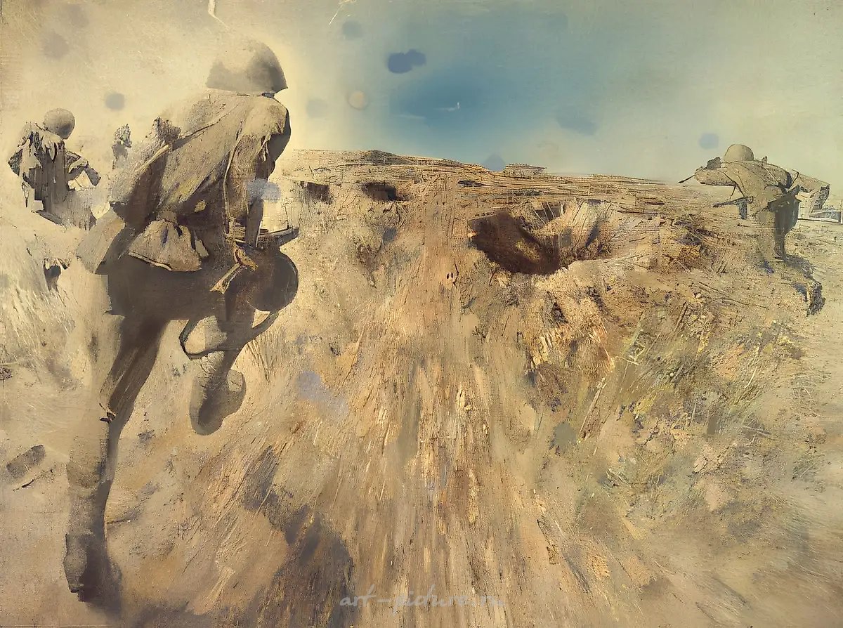 Атака, 1975, холст, масло, 135x180