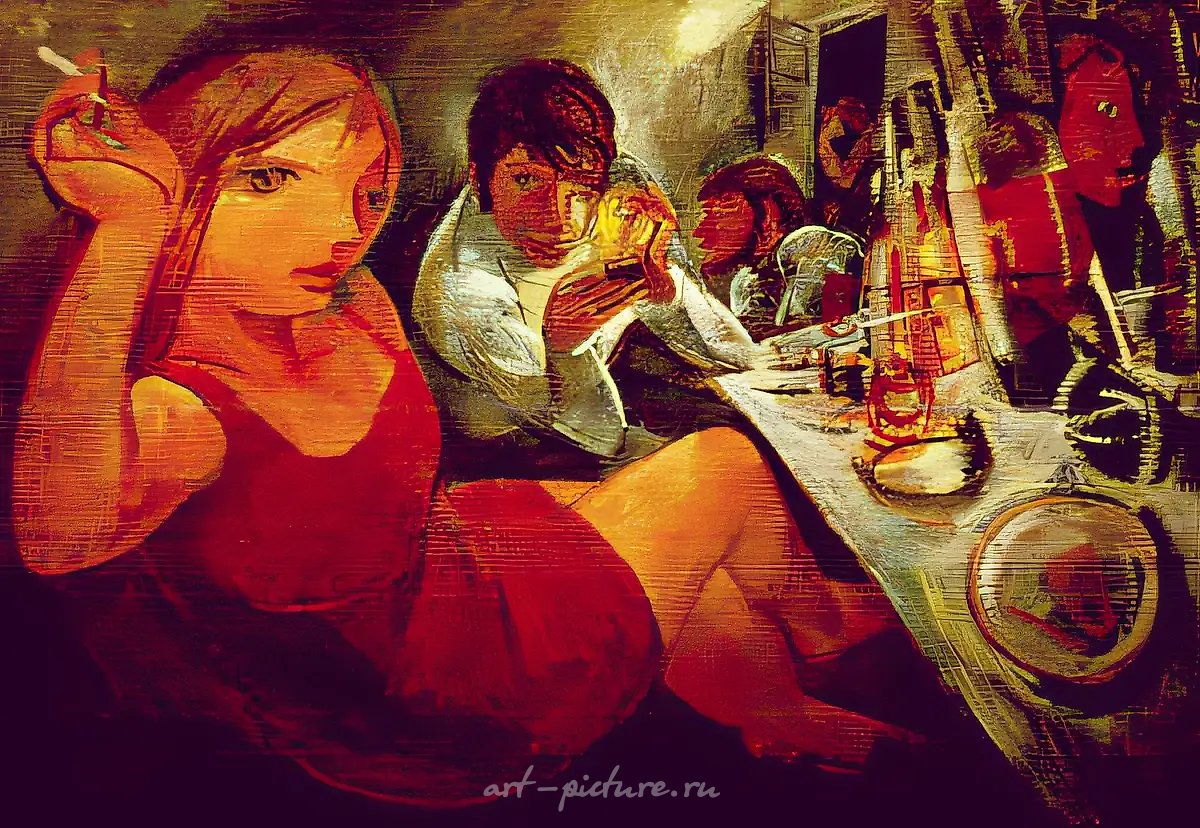 Вечеринка, 1971, холст, масло, 50x70. Коллекция Менжинского