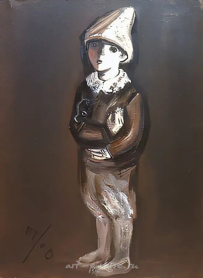 Чёрный щенок, 1990, холст, масло, 100x75. Художественный музей, Сумы, Украина