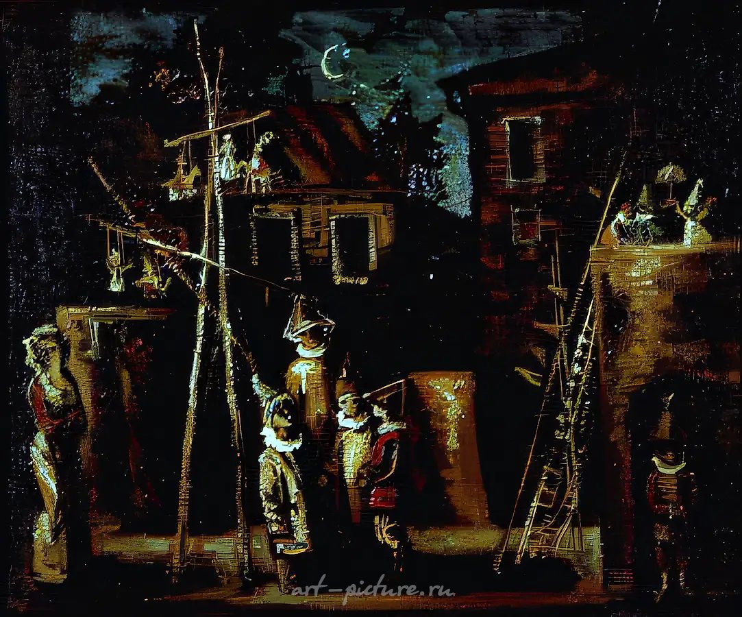 Городская жизнь, 1992, холст, масло, 50x61. Собственность автора