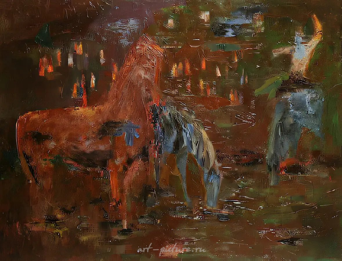 На скачках, 1979, холст, масло, 103х133. Собственность автора