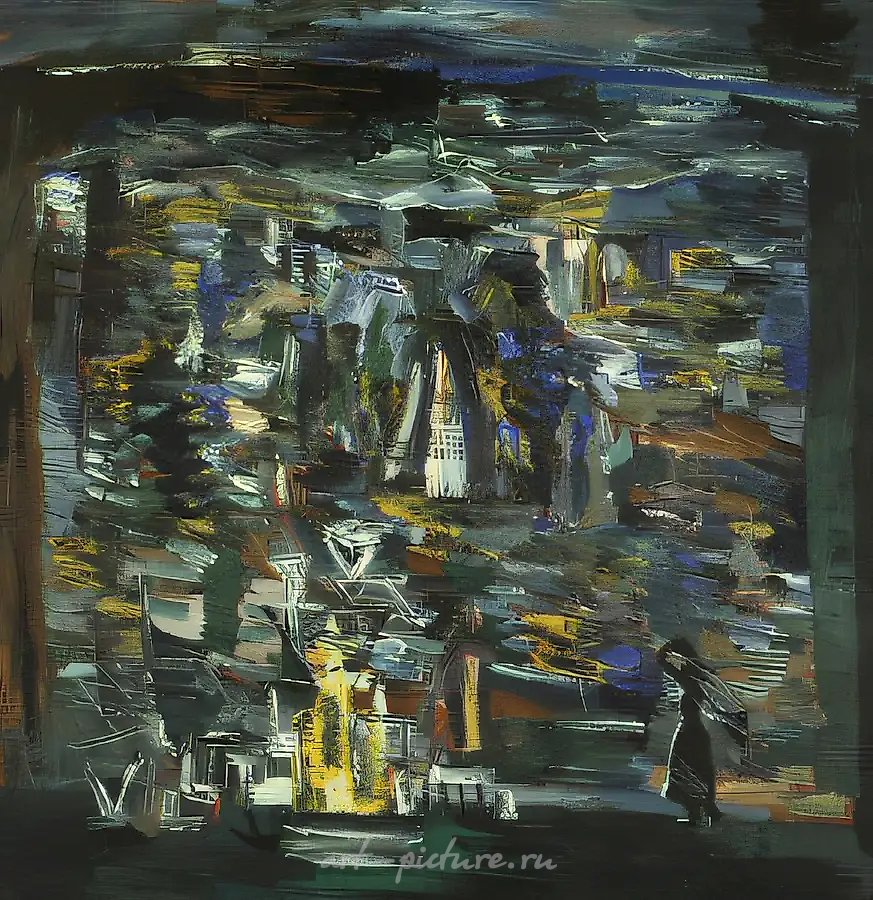 Композиция, 1982, картон, масло, 55х55. Собственность автора