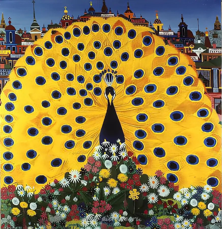 Павлин, 1980, холст, масло, 97х92 Собственность автора