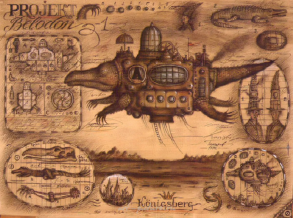 Проект «Белодон», 1992, бумага, уголь, соус, акварель, гуашь, тушь, 80х60. Калининградская художественная галерея