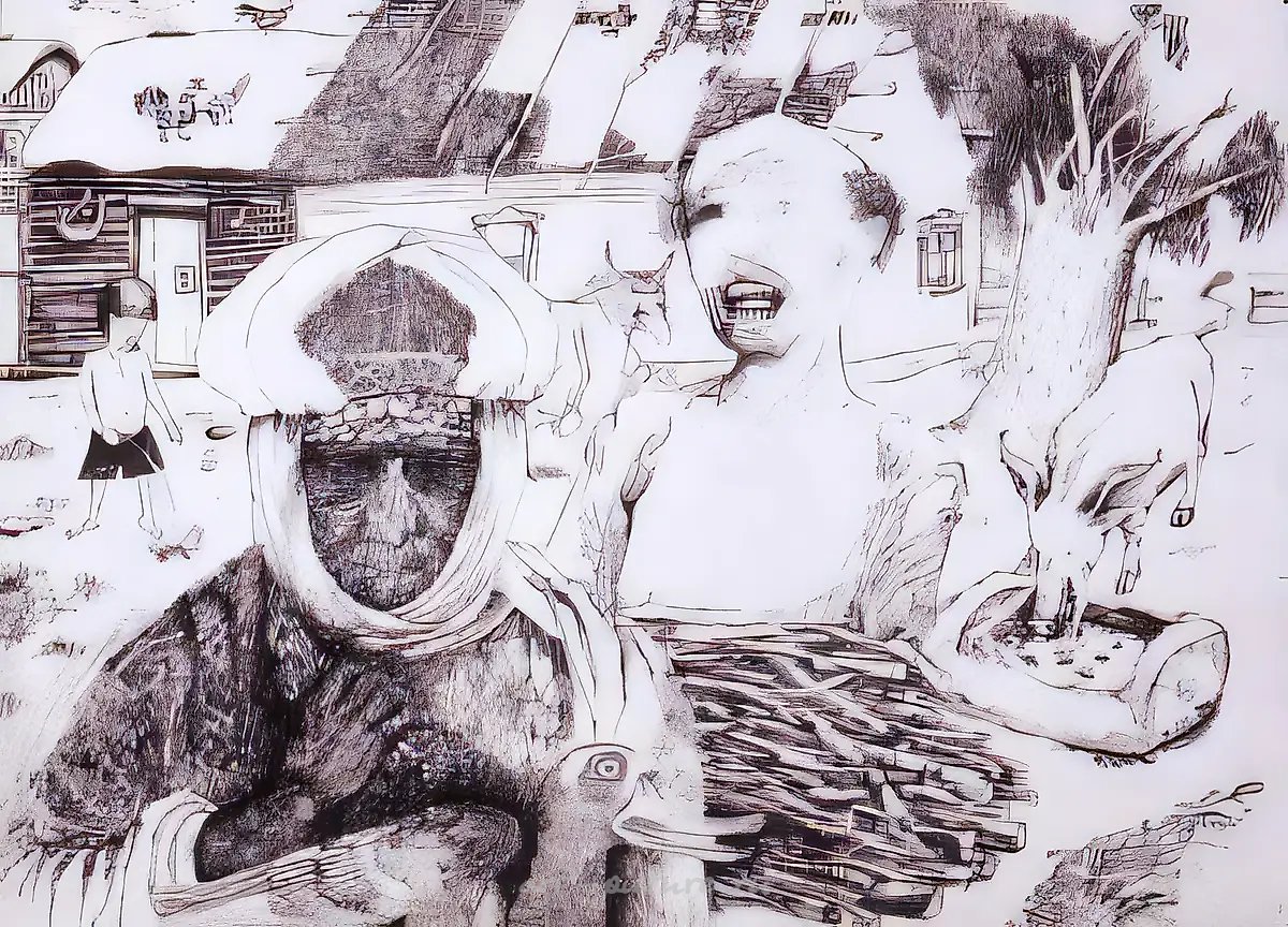 Вспоминая себя, 1987, бумага, тушь, перо, 30х21. Собственность автора