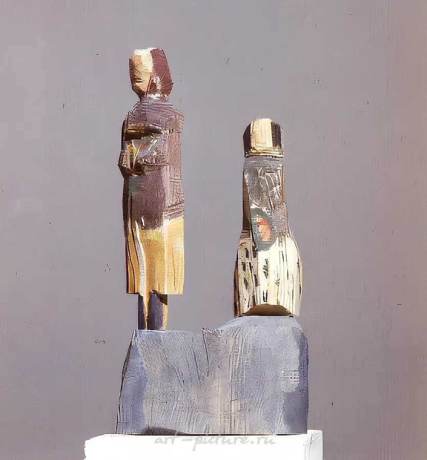 Ира и Ася, 1986, тонированное дерево, 35х28х10. Коллекция И. Затуловской. Москва