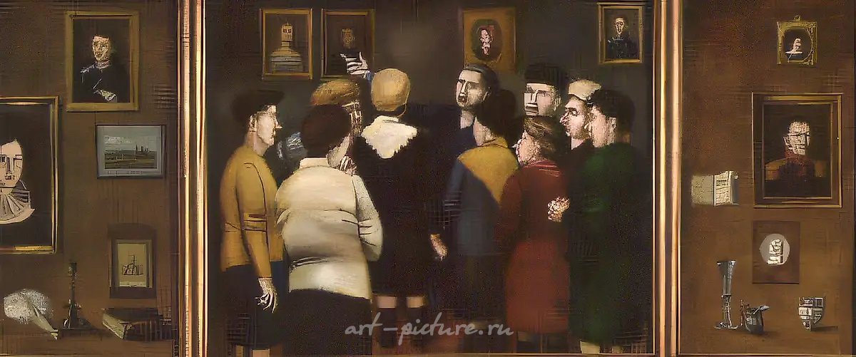 В музее (триптих), 1988, холст, масло, 150х80, 150х120, 150Х80 Собственность автора